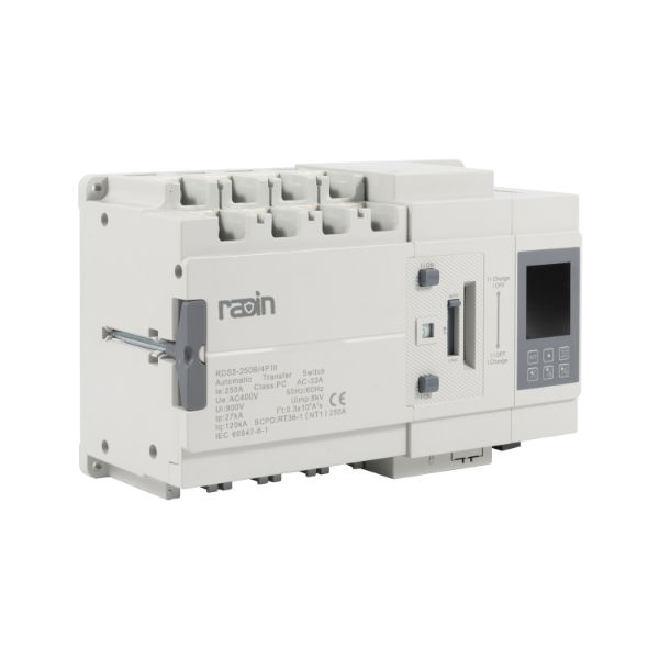 250A 4 pole, 3 position ATS, Instant changeover with fire-link & RS485 & optional external display