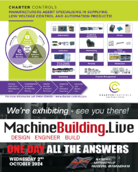 Charter Controls will be Exhibiting at MachineBuilding.Live at the National Motorcycle Museum in Birmingham on Wednesday, October 2, 2024